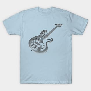 Bass guitar made of lines - dark lines T-Shirt